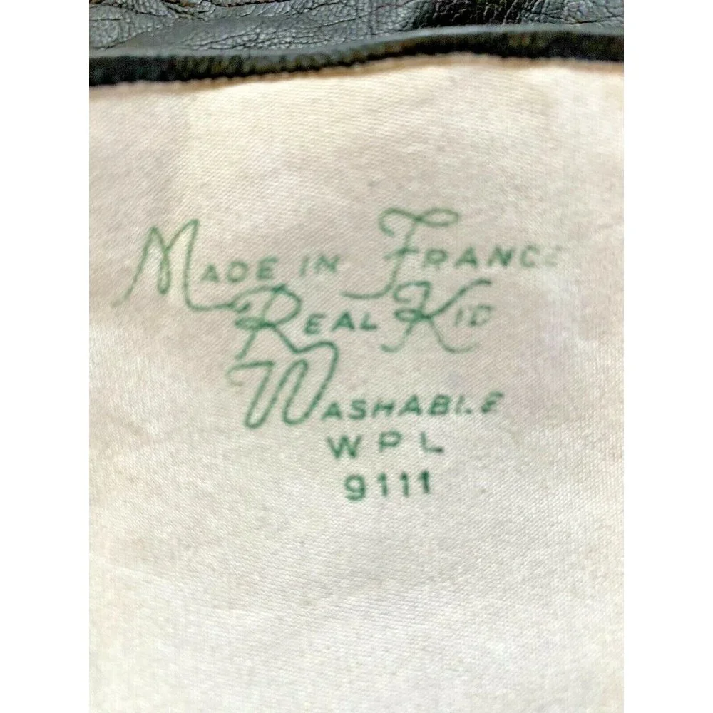 Vintage Black Leather Gloves Shalimar Vanity NY1950s France Ladies Size 6.5